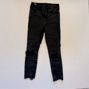 Black Distressed Skinny Jeans American Eagle Next Level Stretch Black‎ Size 6